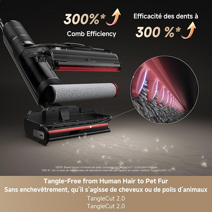 DREAME H15 Pro CarpetFlex Cordless Vacuum Mop, Wet Dry Vacuum Cleaner with Dual Brushes for Hard Floors & Carpet, Tangle-Free Hair-Cutting, 23kPa Suction, 180° Lie-Flat Floor Washer, 194°F Fast Drying