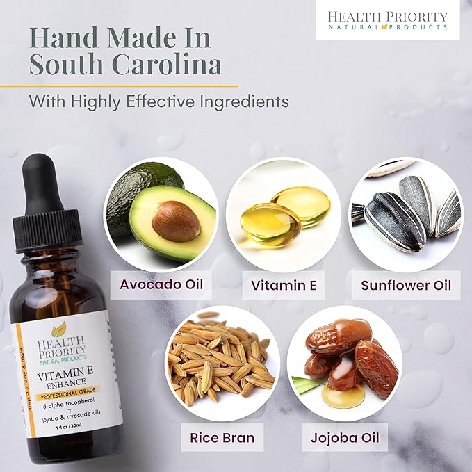Health Priority Naturals|Organic Vitamin E Oil for Skin/Scars - 30,000 IU, 1 Fl Oz - Handmade in South Carolina, Non-GMO, Gluten/Cruelty Free, Vegan - Lavender Scented (Pack of 2)