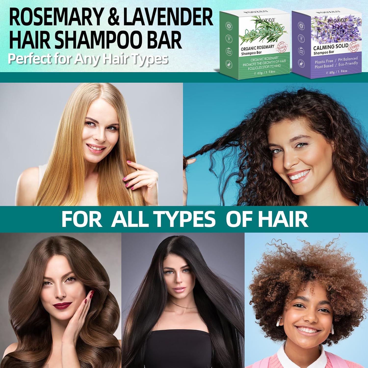 2 Pack Rosemary Lavender Hair Shampoo Bar,Deep Cleansing for Scalp Hair Loss Shampoo Soap,Organic Shampoo Oil Control for Hair Growth,Refreshing and Hydrating Bar,Gifts for Women Men - Glowelle