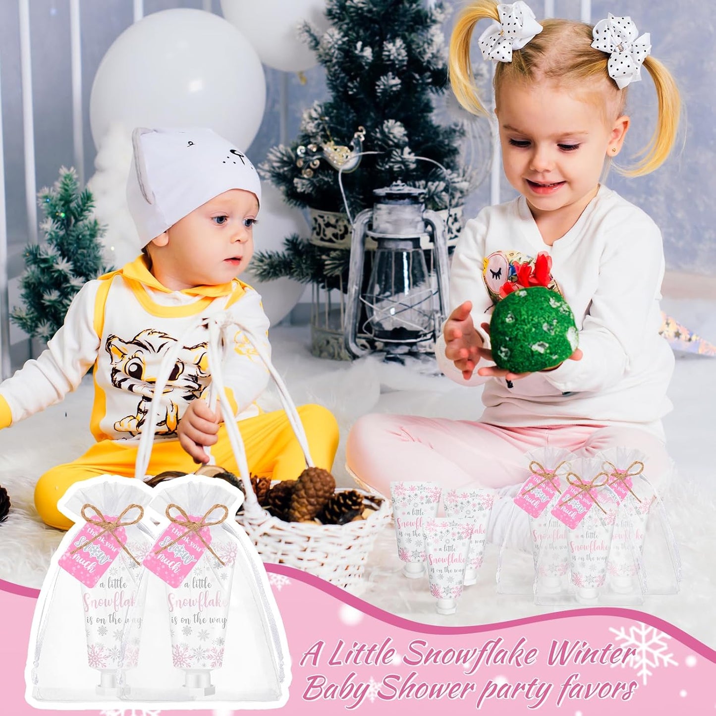 48 Sets Baby Shower Hand Cream Party Favors for Guests Christmas Hand Cream Gift Bulk Travel Size Lotion Set for Wedding Christmas(Snowflake) - Glowelle