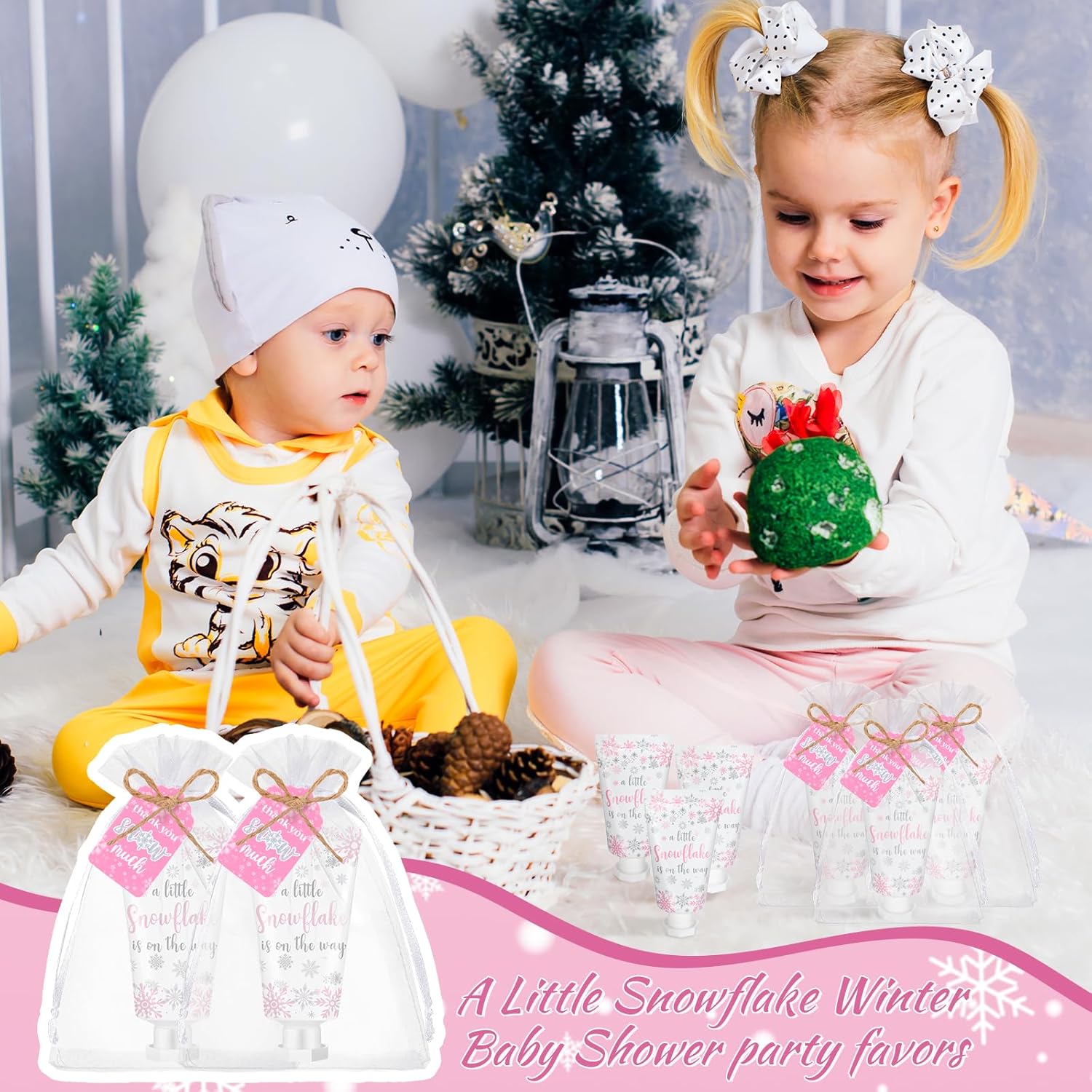 48 Sets Baby Shower Hand Cream Party Favors for Guests Christmas Hand Cream Gift Bulk Travel Size Lotion Set for Wedding Christmas(Snowflake) - Glowelle