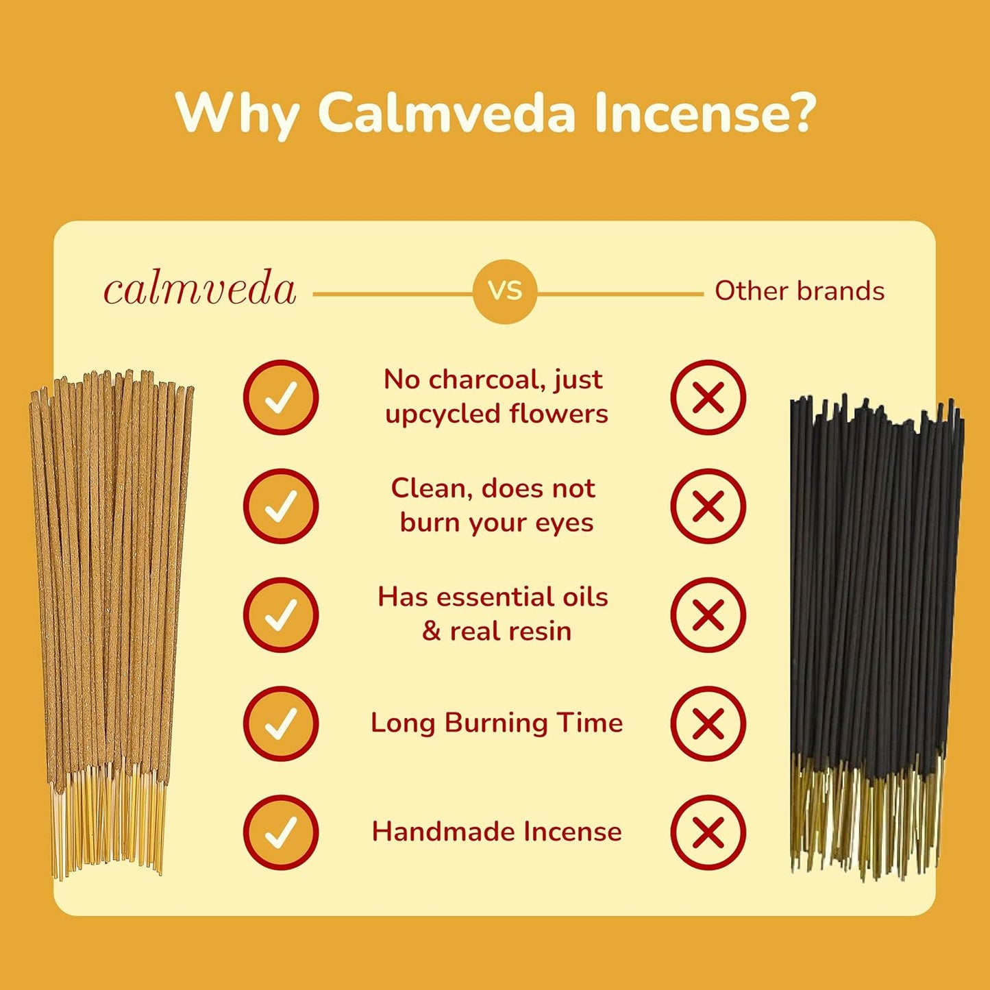 Natural Incense Sticks Variety Pack - (5 Variants) Charcoal Free Inscents-Sticks, Made from Upcycled Flowers | Sacred Insence-Sticks from All Cultures (Inciensos Aromaticos) - Glowelle