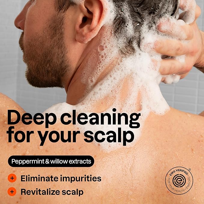 ATTITUDE Men's Shampoo and Conditioner 2-in-1, Fortifying For Fragile Hair, With Caffeine and Green Tea, 97% Natural Origin Ingredients, EWG Verified, Matcha & Bergamot, 14 Fl Oz