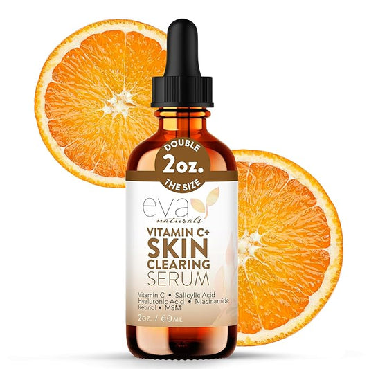 Vitamin C Serum for Face with Retinol & Salicylic Acid – Skin Clearing Acne Spot Treatment with Niacinamide, Hyaluronic Acid, MSM – Anti-Aging Facial Serum for Dark Spots and Blemishes, 2 Fl Oz