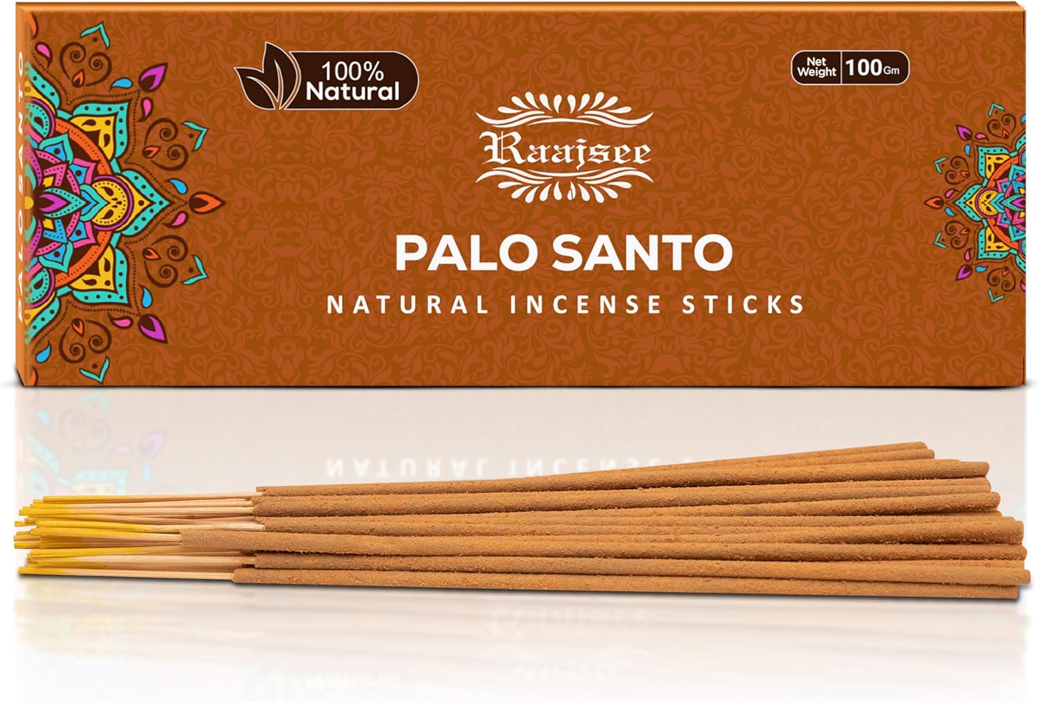 Raajsee Palo Santo Incense Sticks 100 gm Pack-100% Pure Organic Natural Hand Rolled Free from Chemicals-Perfect for Church,Aromatherapy,Relaxation,Meditation,Positivity & Sensual Therapy - Glowelle