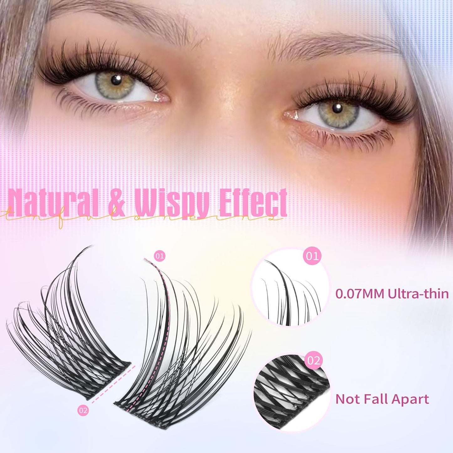 Wispy Lash Clusters Natural Eyelash Clusters 10-16MM Individual Lashes Clusters C Curl Cluster Eyelash Extensions DIY Lash Extension Soft False Eyelashes by TNFVLONEINS - Glowelle