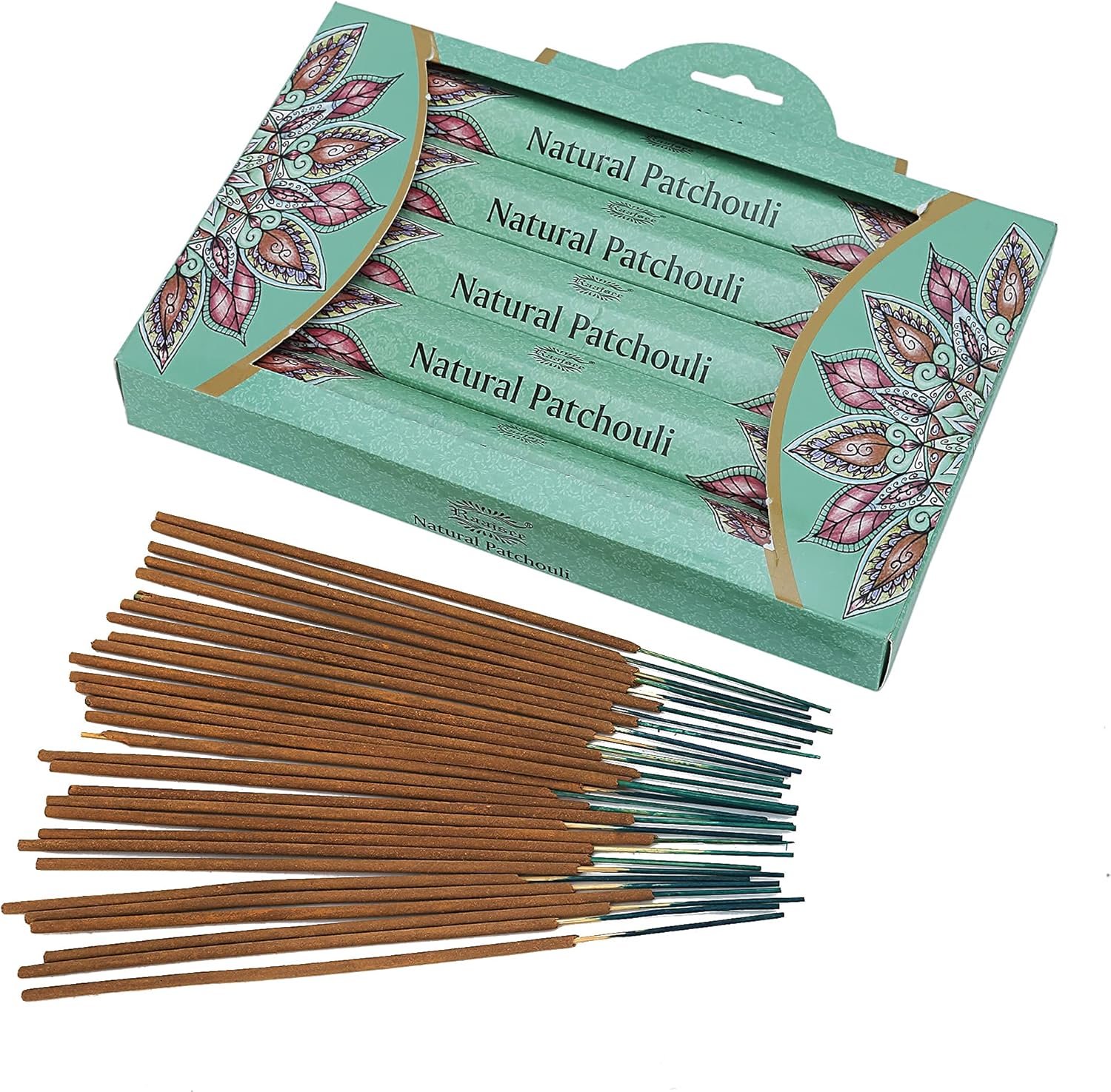 Raajsee Incense Sticks Natural Patchouli 15 Sticks x 5 Pack -100% Pure Organic Hand Rolled Free from Chemicals -Perfect for Church Aromatherapy, Stress Relief, Meditation - Glowelle