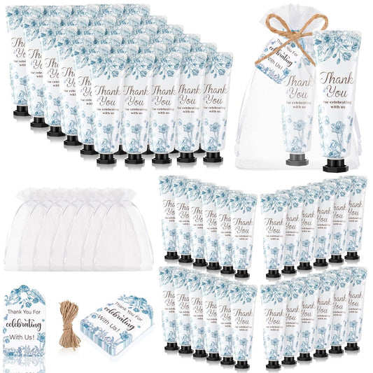 48 Sets Baby Shower Hand Cream Party Favors for Guests Gift Bulk Travel Size Hand Lotion Set for Baby Shower Wedding Christmas(Blue Flower) - Glowelle