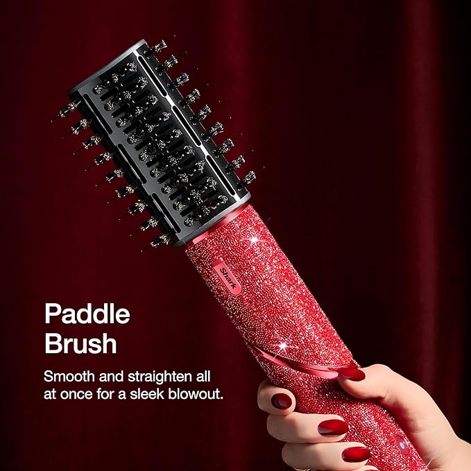 Shark FlexStyle Air Styling & Drying System | Powerful Hair Dryer & Multi-Styler | with Auto-Wrap Curlers, Diffuser, Oval & Paddle Brush, Concentrator Attachment | Red Sparkle | HD442JR