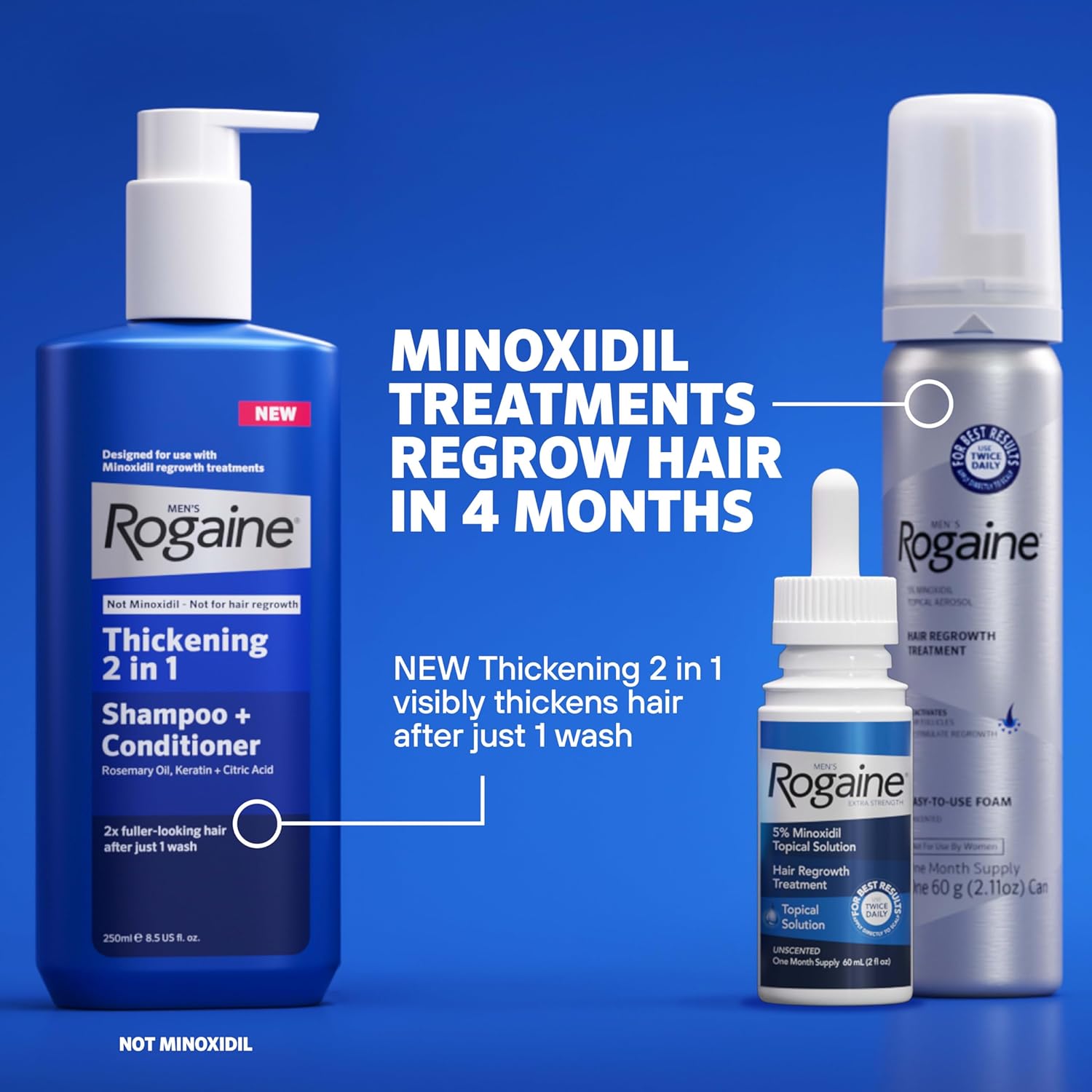 Men’s Rogaine 5% Minoxidil for Men Foam, Clinically Proven Regrowth for Thinning Hair, Topical Hair Loss Treatment, Unscented Topical Aerosol, Results in 8–16 Weeks, 3-Month Supply, 3 x 2.11 oz - Glowelle
