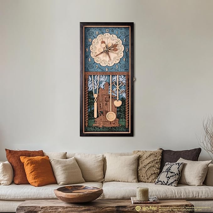 ZE WOOD Weasley Family Harry Potter 3D Wall Clock - Collectible Reddish Brown Wooden Clock, Silent Large Modern Rustic Decorative Home Decor for Harry Potter Fans, Mother's Day Gift (3 spoons, XL)