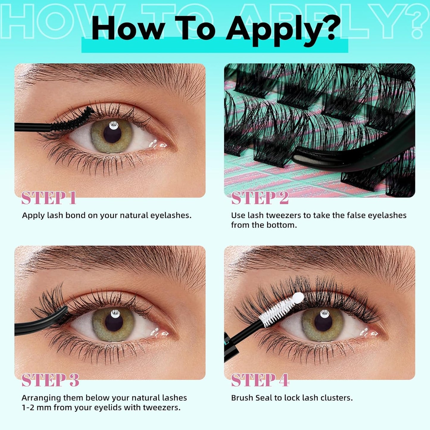 Wispy Lash Clusters Eyelash Extensions 144pcs Individual Lashes Cluster 10mm D Curl Fake Eyelash with Thin Band DIY Cluster Lashes At Home For Beginners (D-10mm) - Glowelle