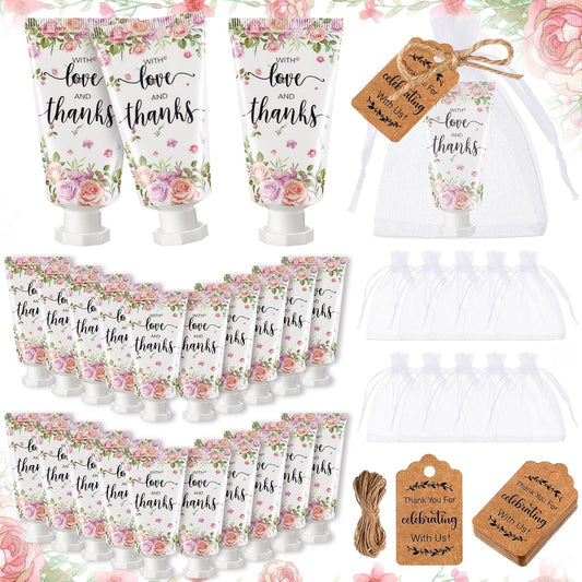48 Sets Baby Shower Hand Cream Party Favors for Guests Gift Bulk Travel Size Hand Lotion Set for Baby Shower Wedding Christmas(Rose) - Glowelle