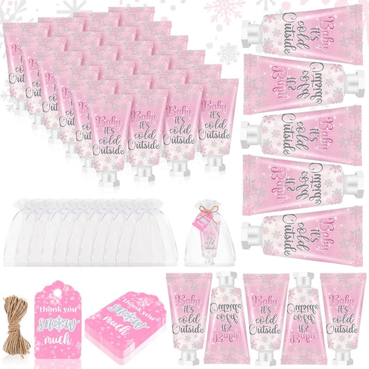 48 Sets Baby Shower Hand Cream Baby Shower Party Favors for Guests Christmas Hand Cream Gift Bulk Travel Size Lotion Set for Wedding Christmas(Cold Outside) - Glowelle