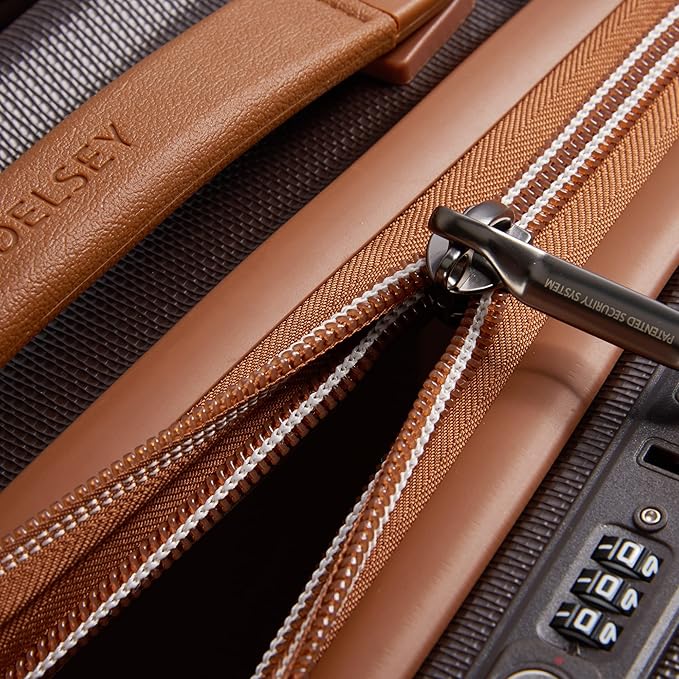 DELSEY PARIS Chatelet Air 2.0 Hardside Luggage with Spinner Wheels, Chocolate Brown, Checked-Large 28 Inch