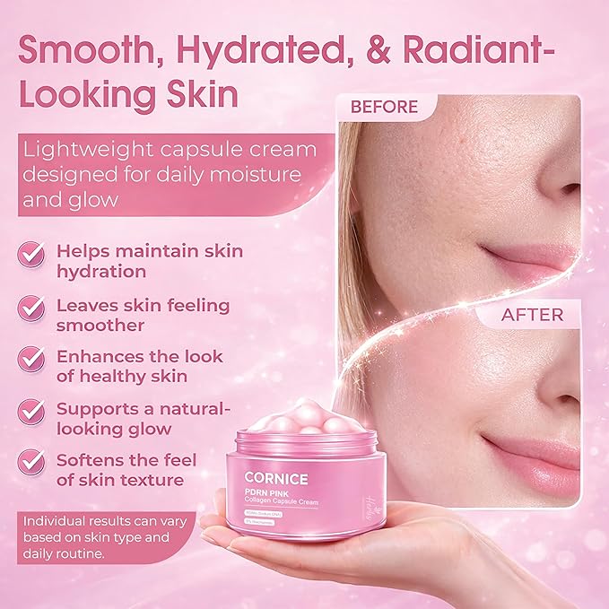 Salmon PDRN Pink Collagen Capsule Cream, Face Moisturizer | Lightweight Hydrating Cream with Collagen, Sodium Hyaluronate & Retinol | Korean Skincare, 1.94 oz