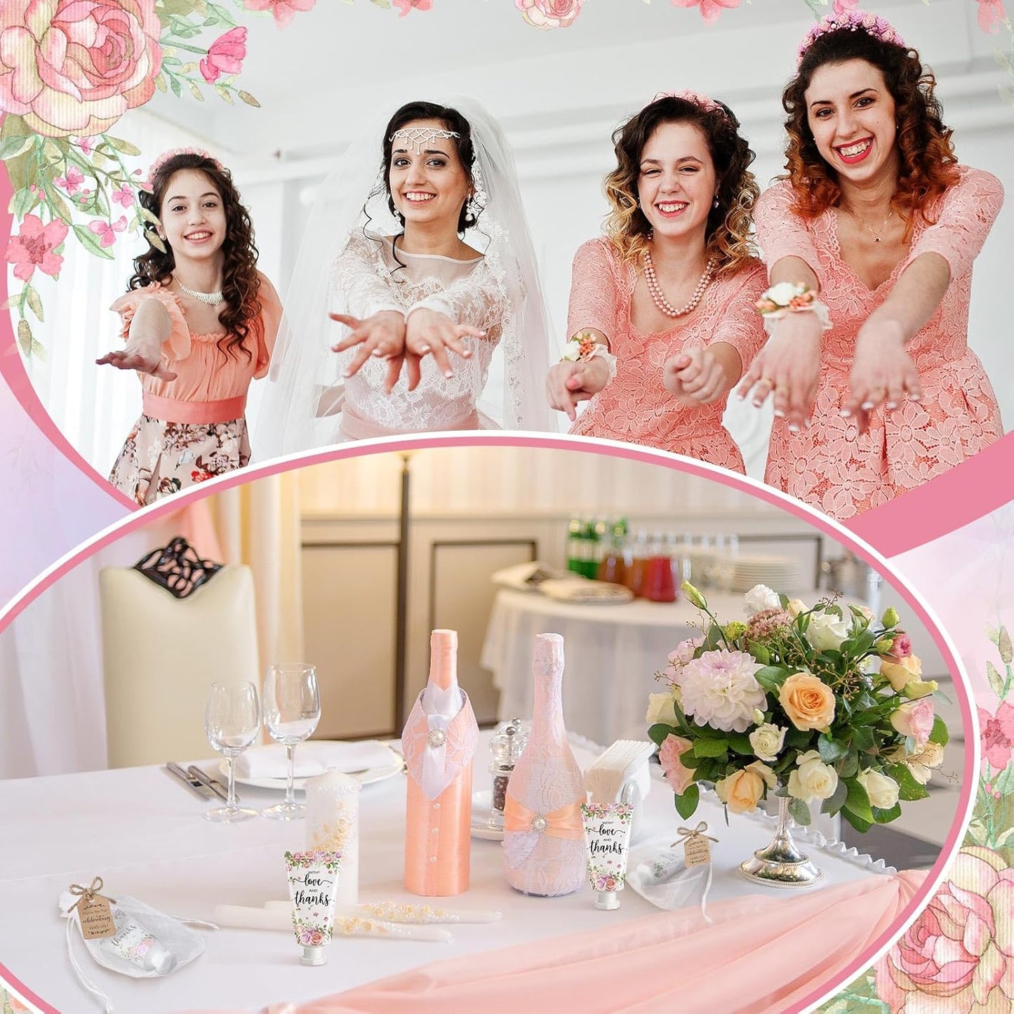 48 Sets Baby Shower Hand Cream Party Favors for Guests Gift Bulk Travel Size Hand Lotion Set for Baby Shower Wedding Christmas(Rose) - Glowelle