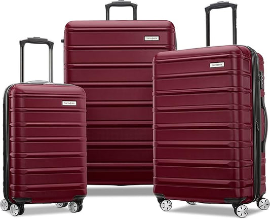 Samsonite Omni 2 Hardside Expandable Luggage with Spinner Wheels, 3-Piece Set (19/24/28), Natural Merlot