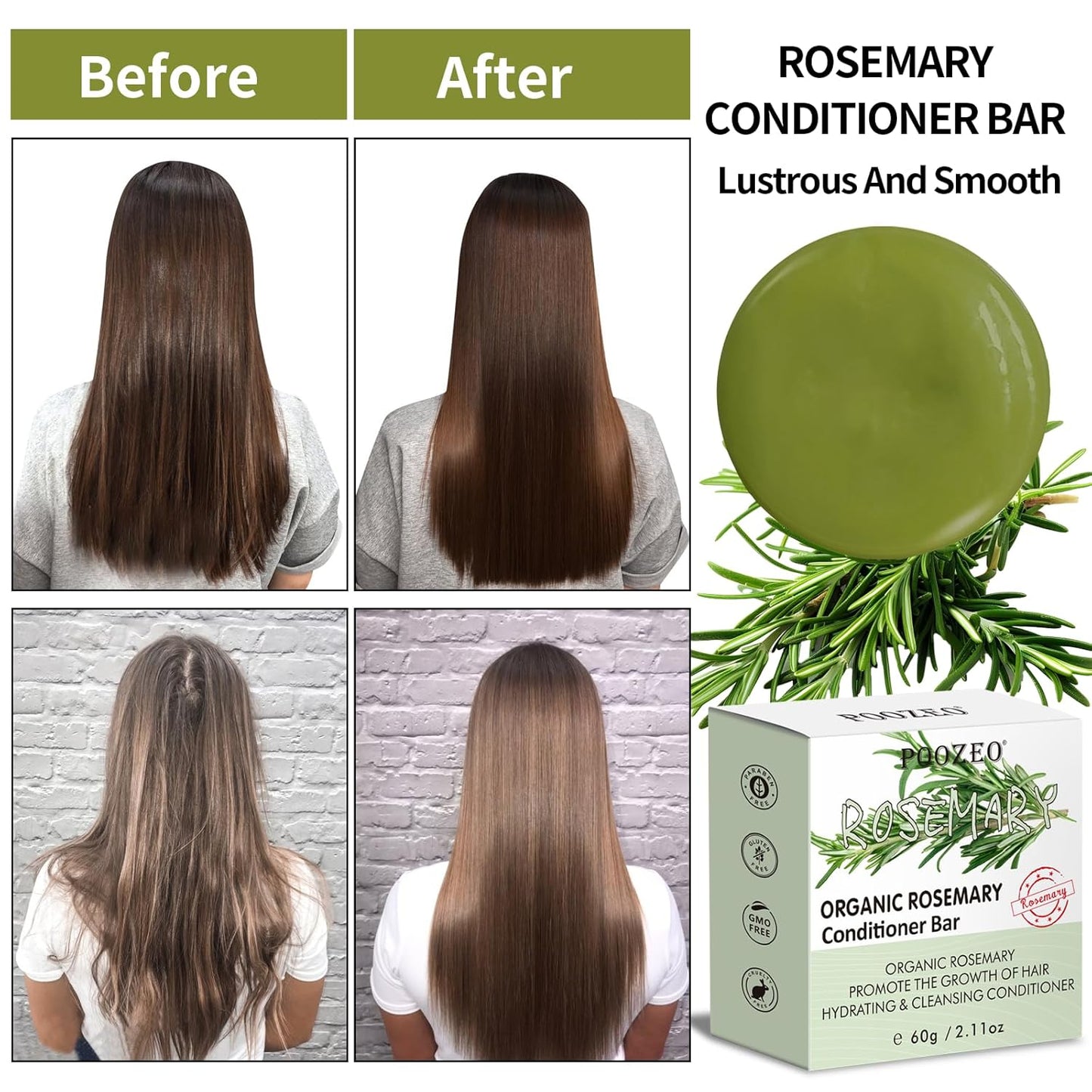 2 Pack Rosemary Shampoo Conditoner Bar Set,Thinning Hair-Volume Shampoo & Conditioner Bar for Men and Women,Hair Thickening & Regrowth Treatment,Hair Growth Soap for Anti-Hair Loss - Glowelle