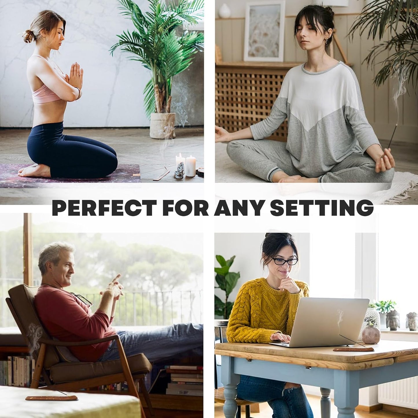 Mecka Buddha Bliss Incense Sticks - Set of 7 | 140 Sticks for Aromatherapy & Relaxation - Nag Champa, Frankincense, Sandalwood, White Sage Inscent | Natural Non Toxic Premium Long Burn Insenses - Glowelle