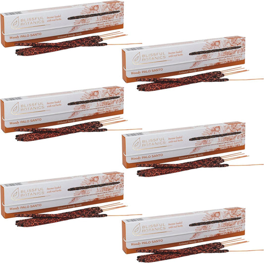 Tulasi Palo Santo Smudge Incense Sticks Pack – 48 Natural Smudge Sticks (6 Boxes x 8) | Long Burning (55 Min) | Aromatherapy, Spiritual Cleansing, Meditation, Mood Lifting, Air Purifying Incense - Glowelle
