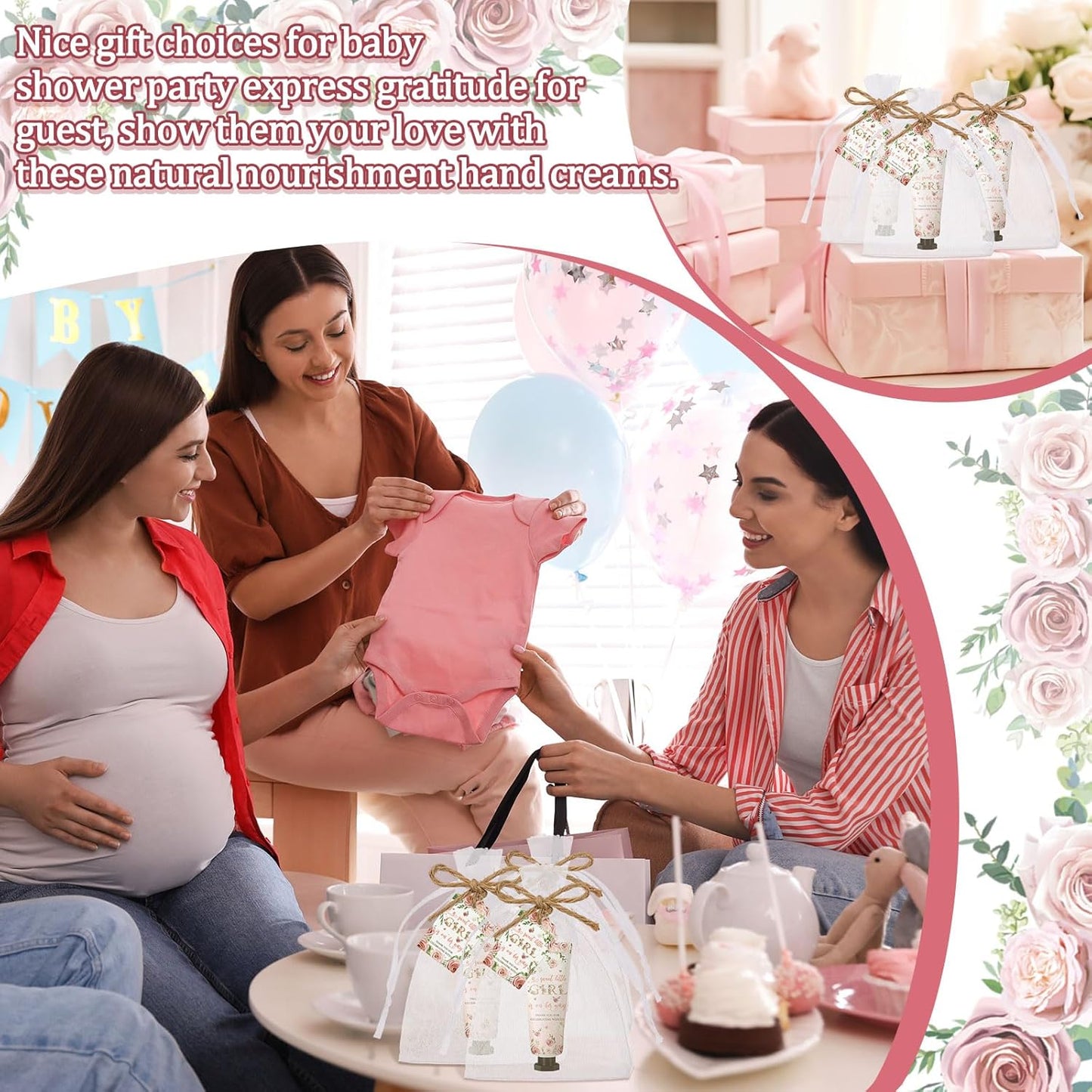 48 Sets Baby Shower Hand Cream Party Favors for Guests Gift Bulk Travel Size Hand Lotion Set for Baby Shower Wedding Christmas(Girl) - Glowelle