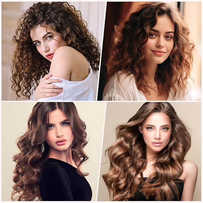 Obeoby 4 Sizes Hair Rollers with Gift Makeup Bag, Easter Gifts Rollers Hair Curlers for Long, Short Hair and Bangs, Birthday Pink Gifts Easter Basket Stuffers for Women Girls