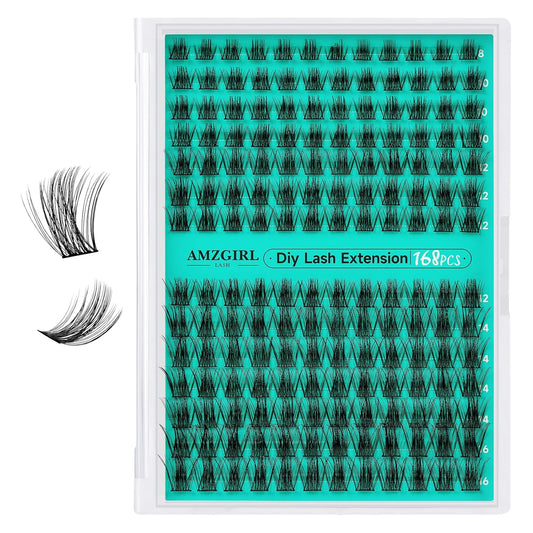 Lash Clusters Wispy 168PCS Eyelash Extension Cluster Lashes Individual Lashes DIY Lash Extension Natural Look Cluster Eyelash Extensions False Eyelashes at Home for Beginners(Medusa,D-Mix8-16mm) - Glowelle