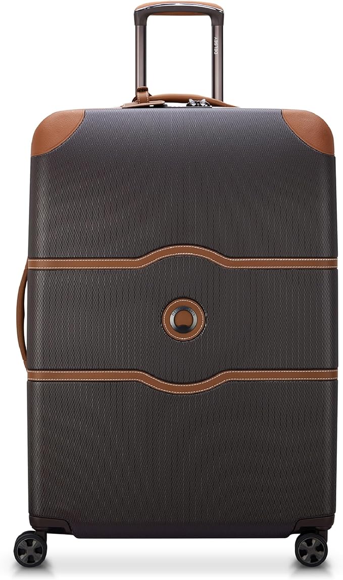DELSEY PARIS Chatelet Air 2.0 Hardside Luggage with Spinner Wheels, Chocolate Brown, Checked-Large 28 Inch