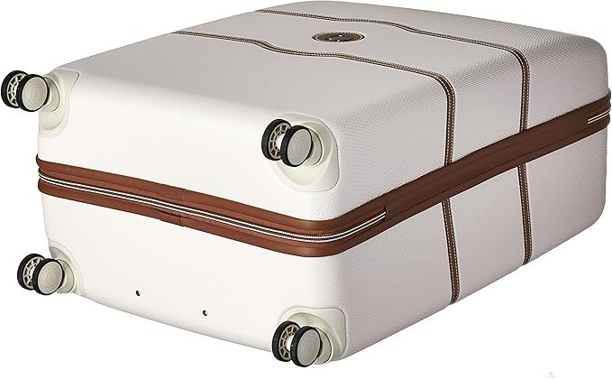 DELSEY PARIS Chatelet Hard+ Hardside Luggage with Spinner Wheels, Champagne White, Checked-Large 28 Inch