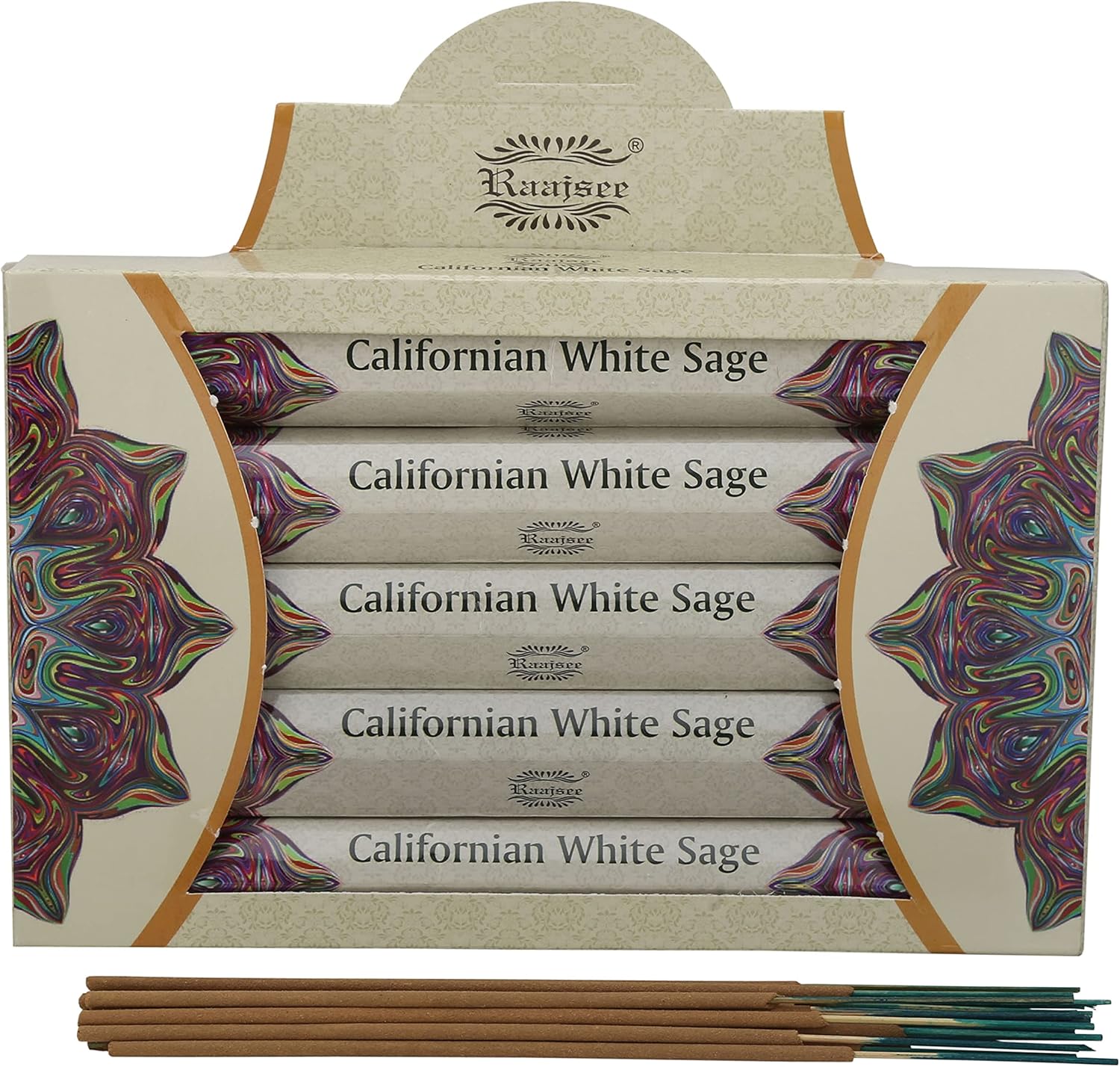 Raajsee White Sage Incense Sticks 15 Sticks x 5 Pack -100% Pure insense Organic Natural- Hand Rolled Free from Chemicals -insent Perfect for Church Aromatherapy, Stress Relief, Meditation (CALIFORNIAN - Glowelle