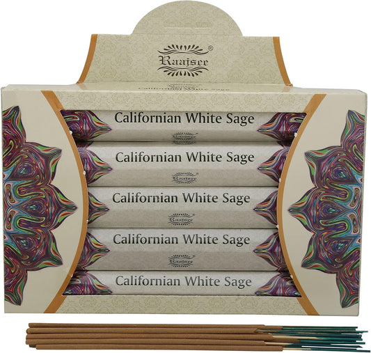 Raajsee White Sage Incense Sticks 15 Sticks x 5 Pack -100% Pure insense Organic Natural- Hand Rolled Free from Chemicals -insent Perfect for Church Aromatherapy, Stress Relief, Meditation (CALIFORNIAN - Glowelle