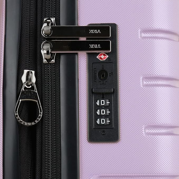 Traveler's Choice Archer Polycarbonate Hardside Spinner Luggage Set, Tie Down Straps,Purple, 3-Piece