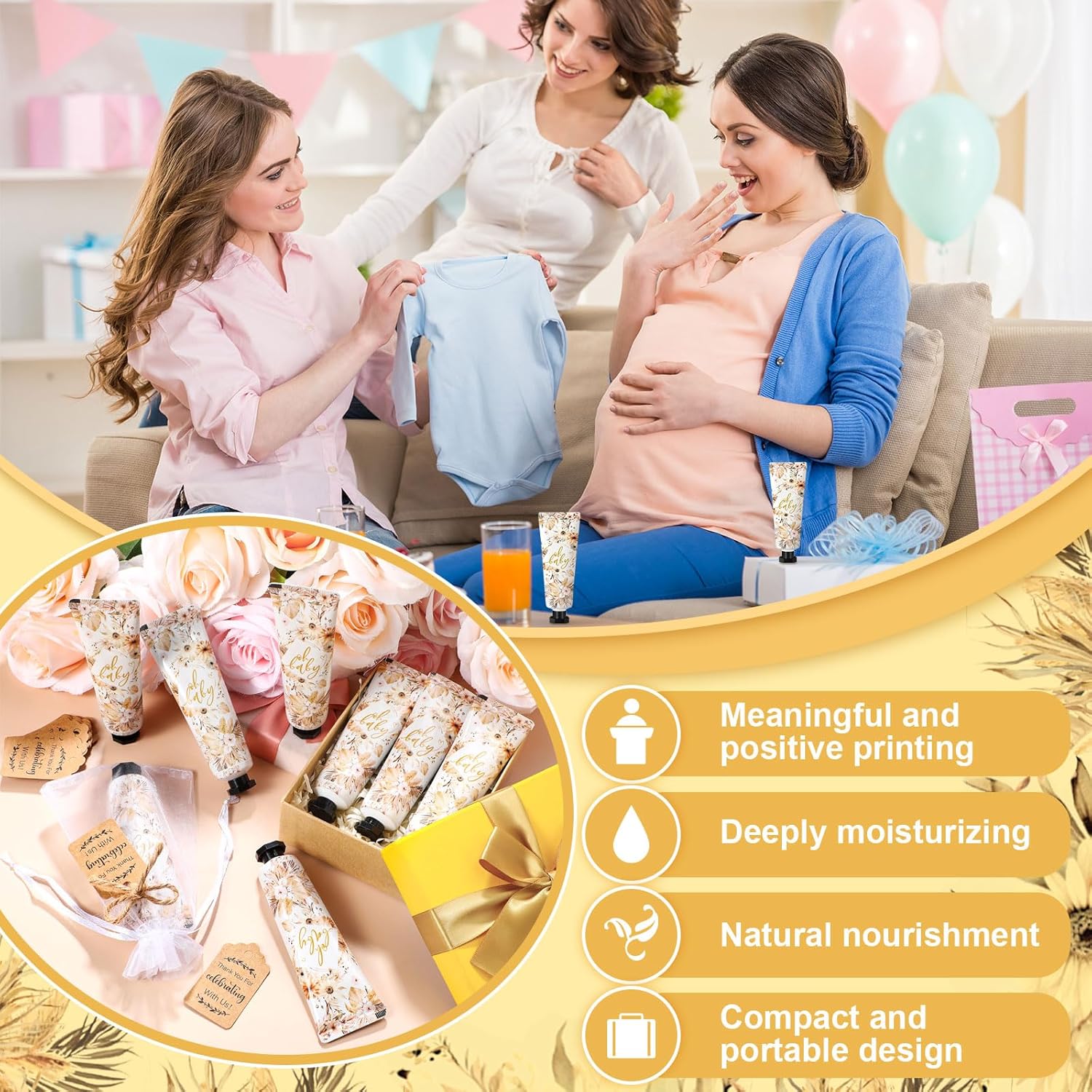 48 Sets Baby Shower Hand Cream Party Favors for Guests Gift Bulk Travel Size Hand Lotion Set for Baby Shower Wedding Christmas(Boho) - Glowelle