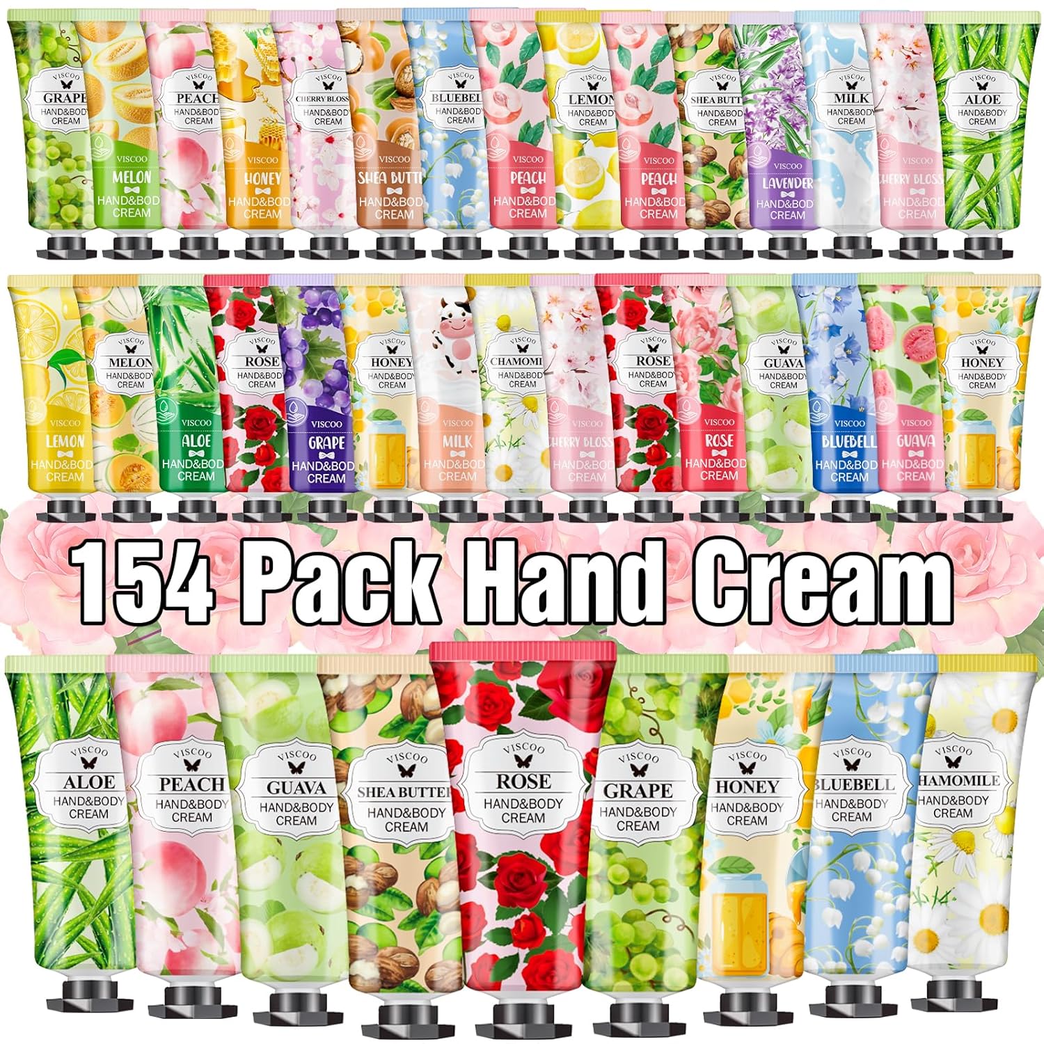 154 Pack Hand Cream Gifts Set for Women, Bulk Hand Lotion for Birthday Gifts for Women, Bridesmaid Gifts, Thank You Gifts, Party Favors, Mini Moisturizing Hand Lotion Travel Size for Dry Cracked Hands - Glowelle