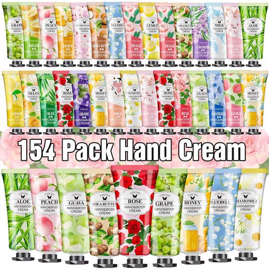 154 Pack Hand Cream Gifts Set for Women, Bulk Hand Lotion for Birthday Gifts for Women, Bridesmaid Gifts, Thank You Gifts, Party Favors, Mini Moisturizing Hand Lotion Travel Size for Dry Cracked Hands - Glowelle