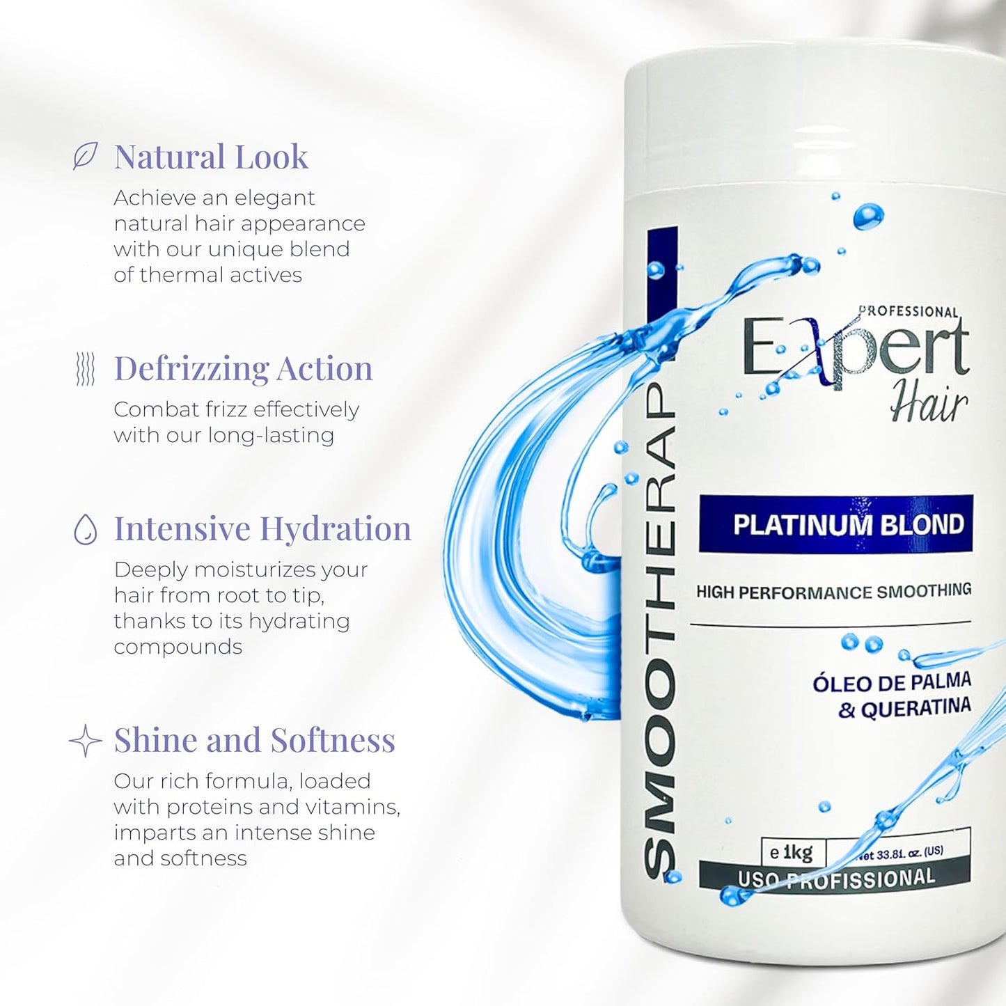 Platinum Blond, Botox Hair Treatment- Straightening, Anti-Frizz, Botox Capilar Para El Cabello- Neutralize yellow tones -Queratina para Alisar el Cabello, Cirugia Capilar para el Cabello (1kg/35.3 oz)