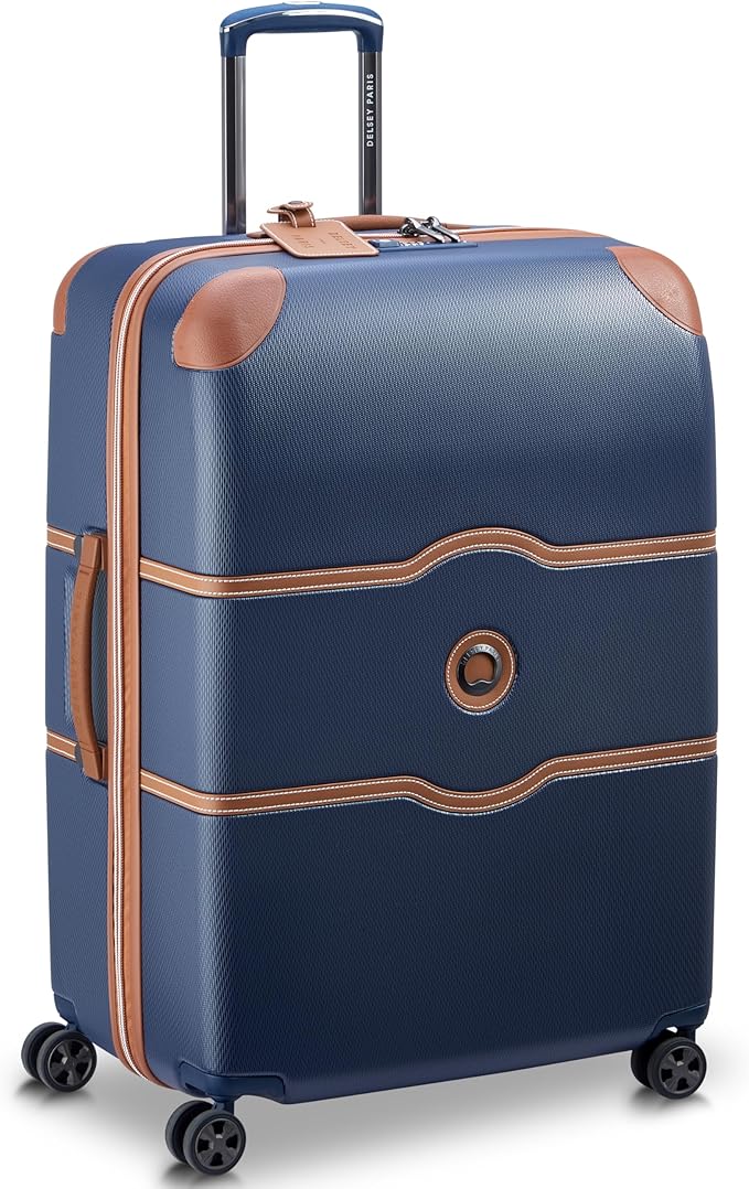 DELSEY PARIS Chatelet Air 2.0 Hardside Luggage with Spinner Wheels, Navy Blue, Checked-Large 28 Inch