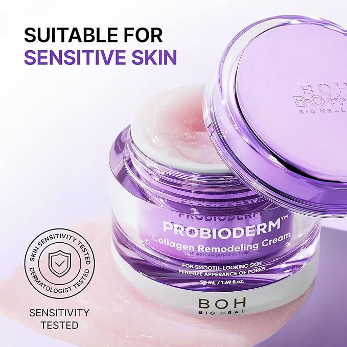 BIOHEAL BOH Collagen Remodeling Cream + Serum Gel Mask | Anti-Aging Pore-Tightening Set with Collagen Capsules for Firm, Smooth Skin | Moisturizer + 6 Hydrogel Sheet Masks