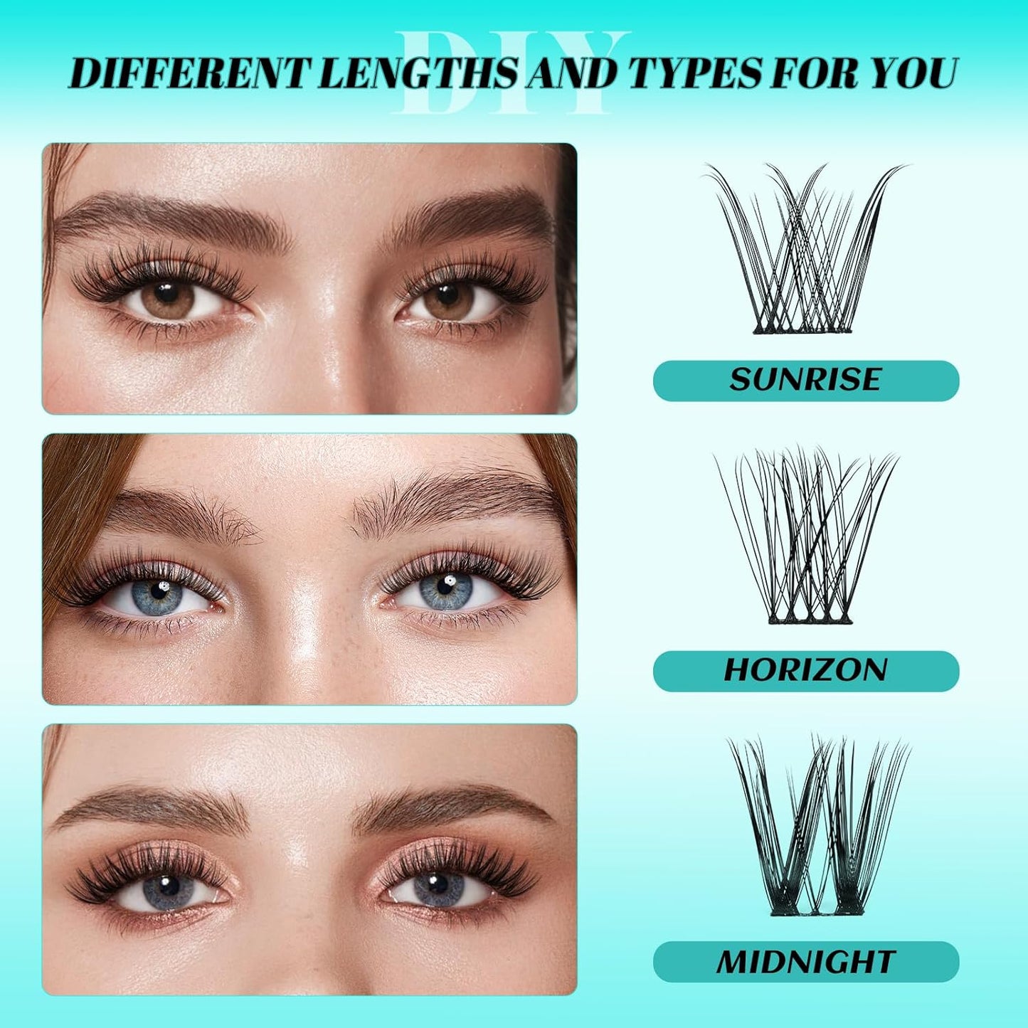 144Pcs Diy Lash Extension Kit Eyelash Clusters Individual Lashes Extensions Kits With Cluster Lashes Wispy, Lash Bond & Seal, Lash Remover,Applicator at Home Lash Extensions Kit(SMH,C-Mix10-16mm kit) - Glowelle