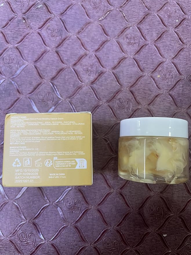 Deep Collagen Retinol Capsule Cream, Anti-Aging Cream for Wrinkles,Firming & Dry Skin White Spicules+Collagen+Retinol, Night Cream for Fine Lines, Firm-Looking & Hydrated Skin, 1.76 fl oz