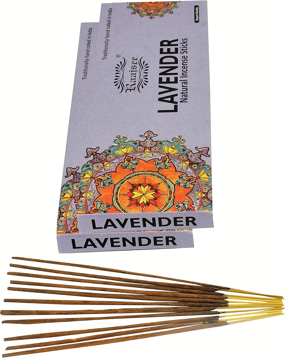 raajsee Lavender Incense Sticks 100 Gm Pack-100% Pure Organic Natural Hand Rolled Free from Chemicals-for Church,Aroma Therapy,Relaxation,Meditation,Positivity & Sensual Therapy - Glowelle