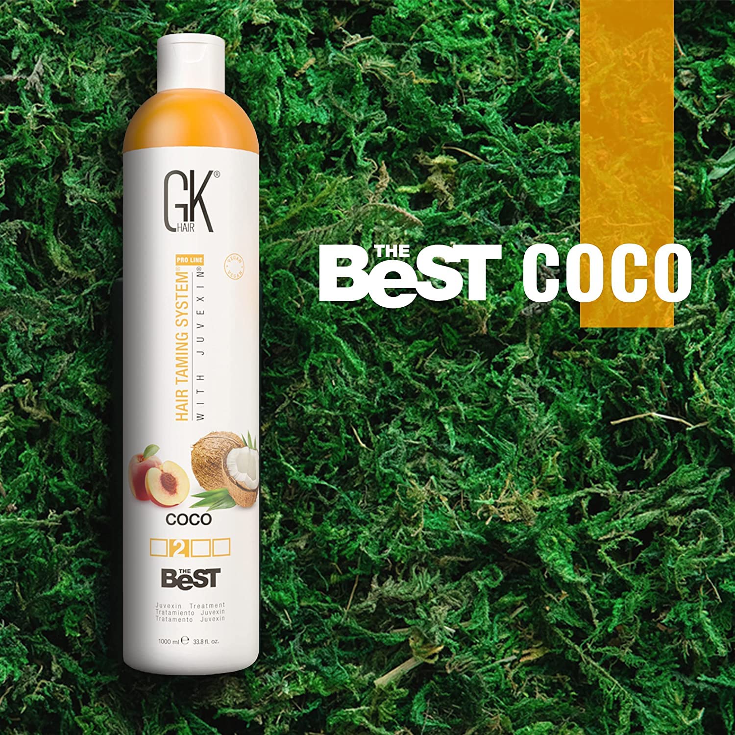 GK HAIR Global Keratin The Best COCO (33.8 Fl Oz/1000ml) Smoothing Keratin Hair Treatment - Professional Brazilian Complex Blowout Straightening For Silky Smooth & Frizz Free Hair - Glowelle