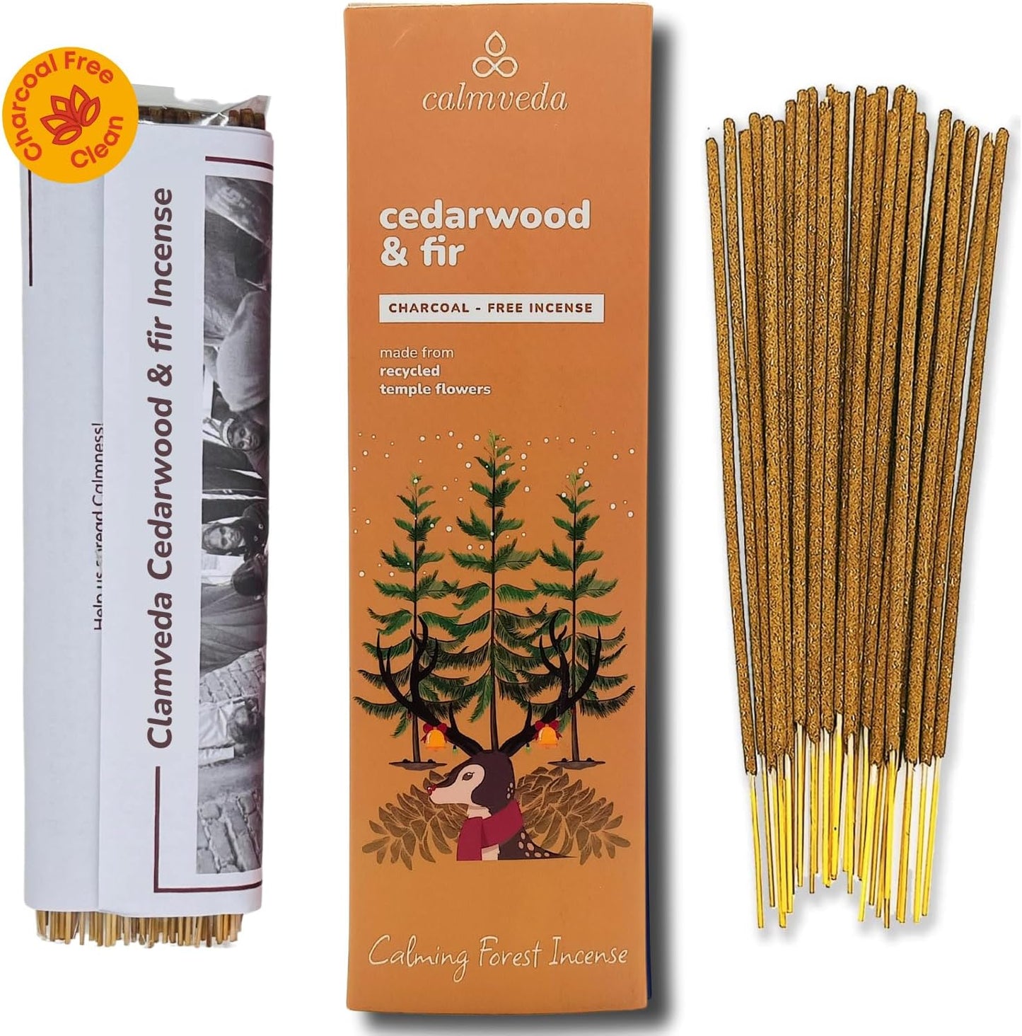 Balsam Cedar Incense Sticks - (80 Scented Sticks) Charcoal Free, Made from Upcycled Flowers | Like Freshly Cut Christmas Tree Incense Sticks, Cypress Woodsy & Moss Notes | for Holiday Cheers - Glowelle