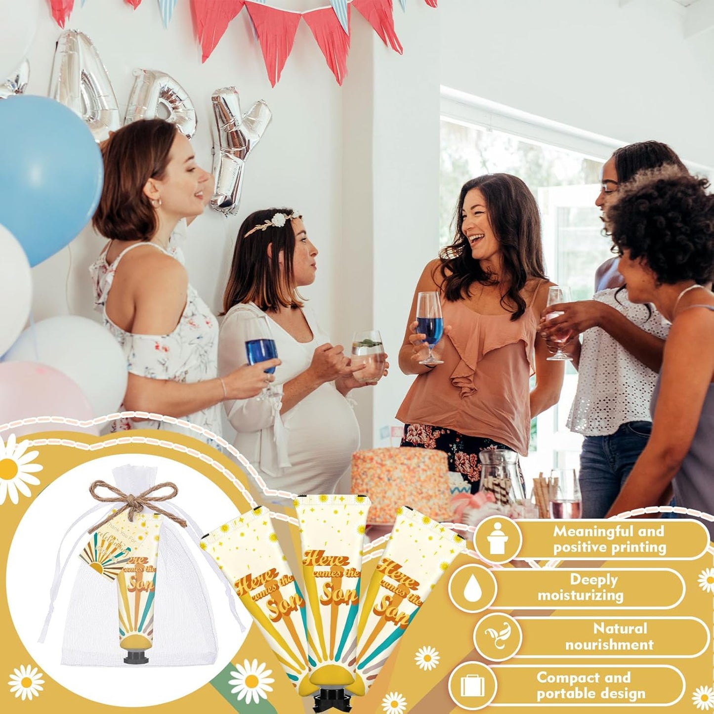 48 Sets Baby Shower Hand Cream Party Favors for Guests Gift Bulk Travel Size Hand Lotion Set for Baby Shower Wedding Christmas(Here Comes the Son) - Glowelle