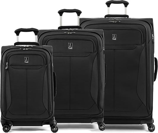 Travelpro Tourlite Softside 3-Piece Set, Expandable Luggage, 4 Spinner Wheels, Lightweight Suitcase, 21" Carry-On, 25" Checked Medium, 29 Check Large, Black