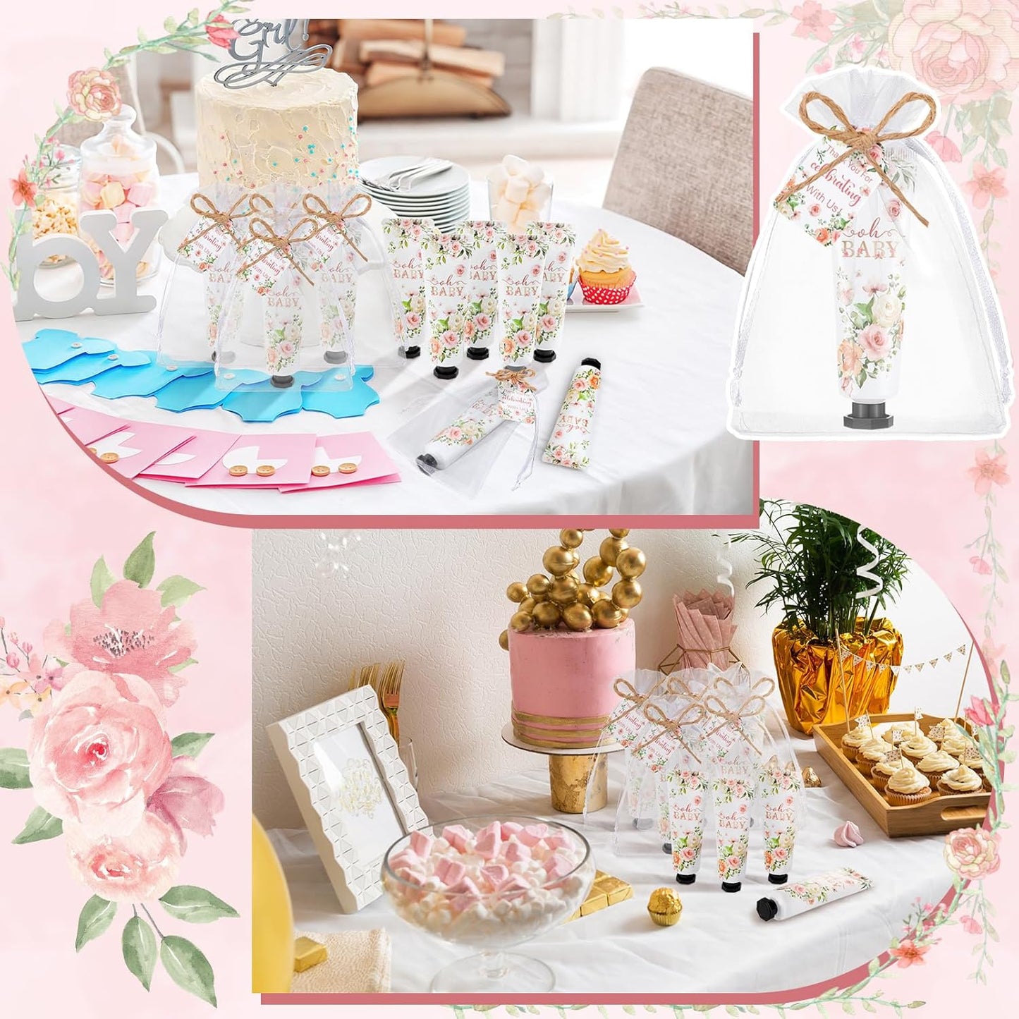 48 Sets Baby Shower Hand Cream Party Favors for Guests Gift Bulk Travel Size Hand Lotion Set for Baby Shower Wedding Christmas(Flower) - Glowelle