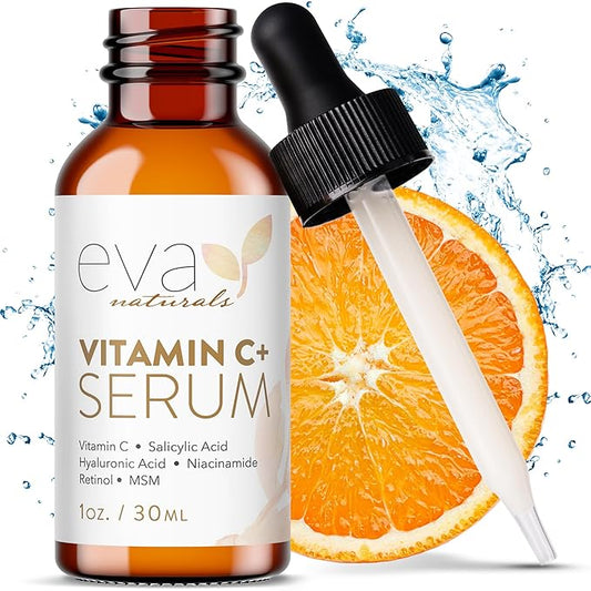 Eva Naturals Vitamin C Serum for Face – Anti Aging Dark Spot Remover with Retinol, Hyaluronic Acid, Niacinamide & Salicylic Acid – Face Serum for Women for Clear, Smooth, Radiant Skin