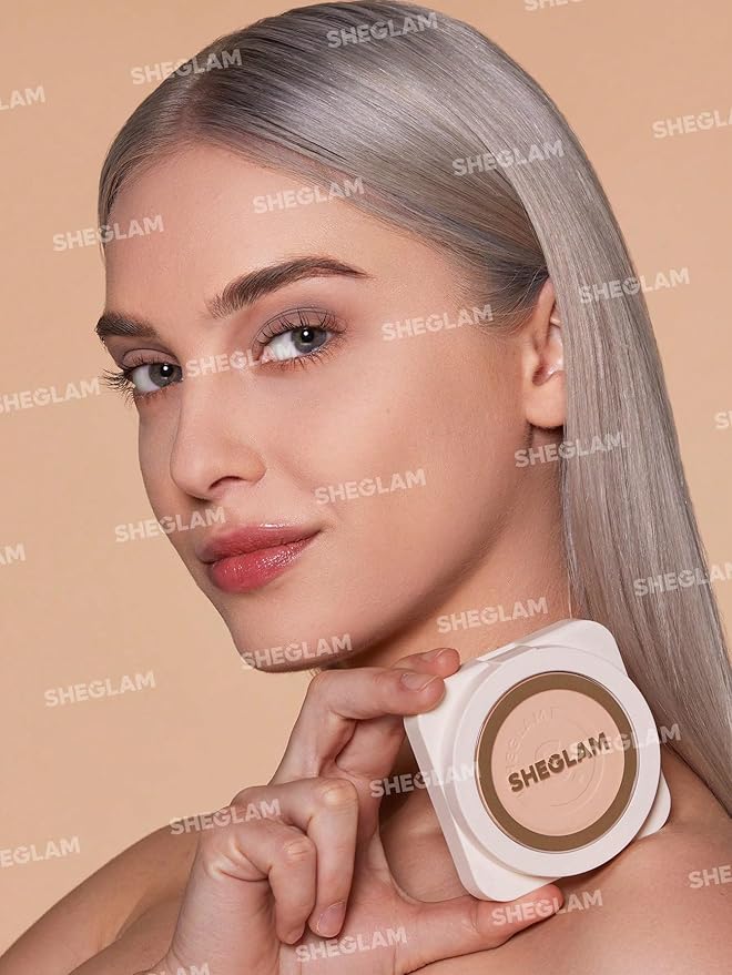 SHEGLAM SKin-Focus Full Coverage Powder Foundation Oil-Control Lightweight Face Pressed Powder Makeup-Buttercream