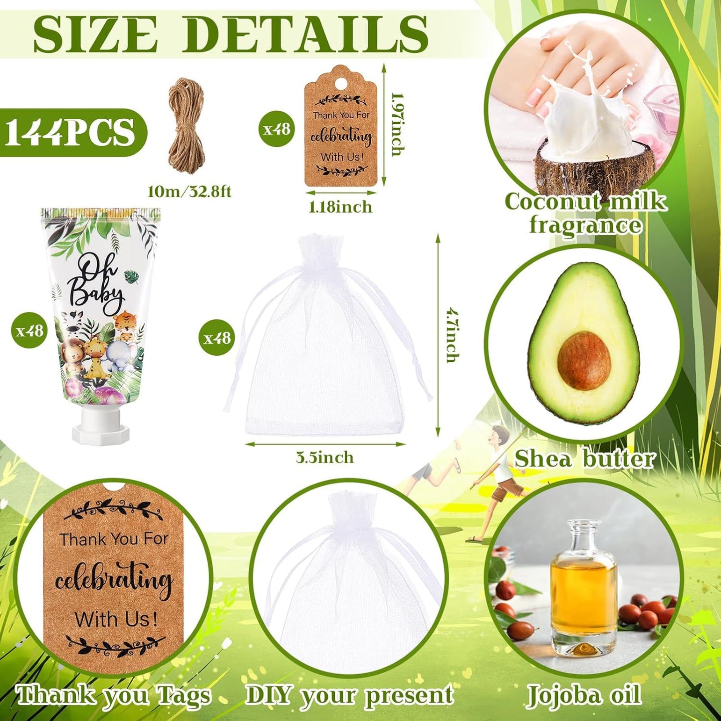 48 Sets Baby Shower Hand Cream Party Favors for Guests Gift Bulk Travel Size Hand Lotion Set for Baby Shower Wedding Christmas(Animal) - Glowelle